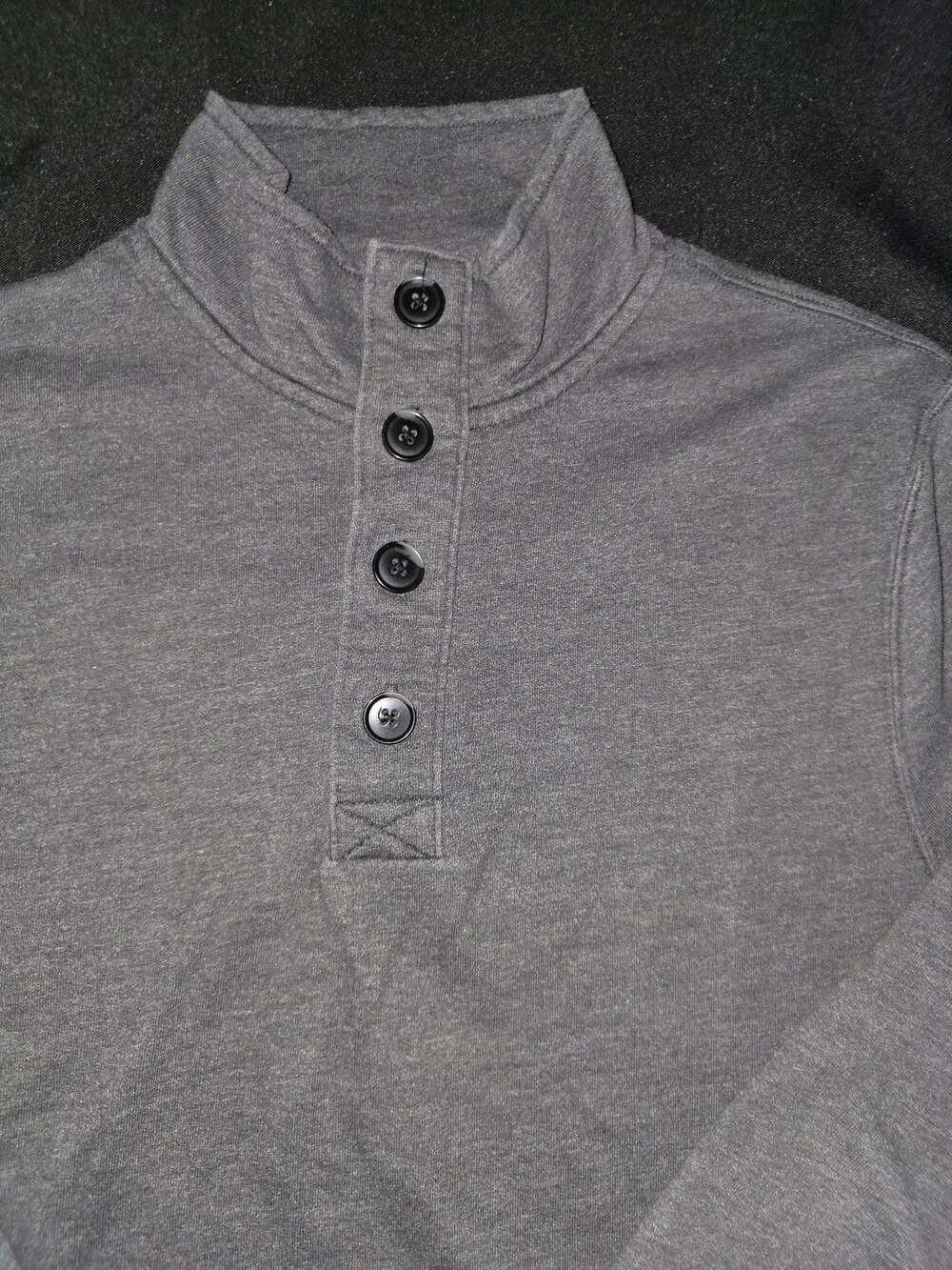 J.Crew Authentic Fleece Henley Sweatshirt Size S Gray